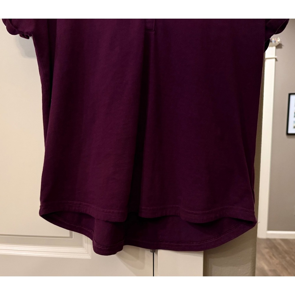 Women's Duluth Trading Co. Short Sleeve Casual Maroon/Plum Medium Henley T-Shirt - Picture 3 of 6